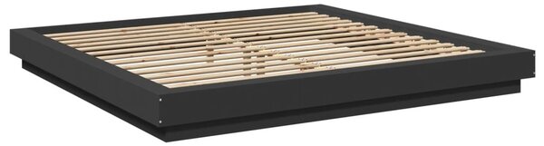 Okvir kreveta s LED svjetlima crni 200x200 cm konstruirano drvo - Crna / 200 x 200 cm