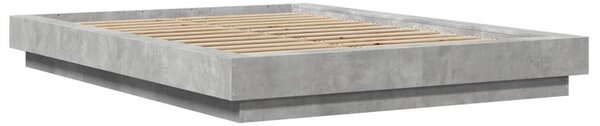 Okvir kreveta s LED svjetlima boja betona 120 x 200 cm drveni - Siva / 120 x 200 cm