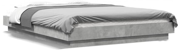 Okvir kreveta s LED svjetlima boja betona 120 x 200 cm drveni - Siva / 120 x 200 cm