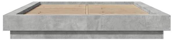 Okvir kreveta s LED svjetlima boja betona 120 x 200 cm drveni - Siva / 120 x 200 cm
