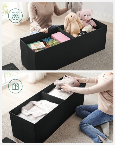 Taburet s prostorom za pohranu OTTOMAN 110x38 cm, crni