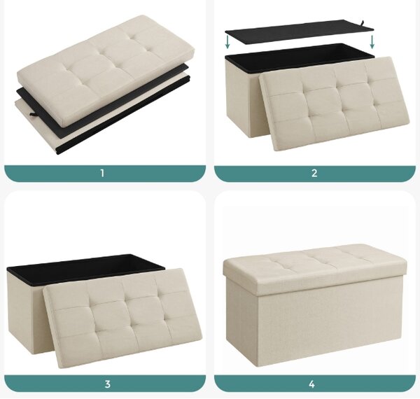 Tabure s prostorom za pohranu OTTOMAN 76x38 cm, krem boje