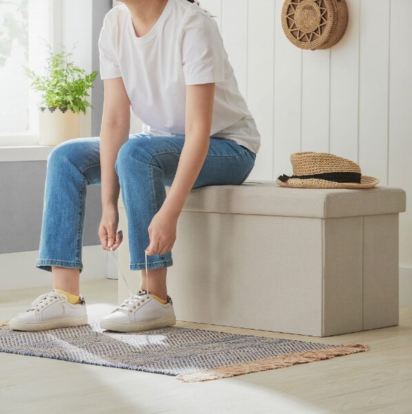 Tabure s prostorom za pohranu OTTOMAN 76x38 cm, krem boje