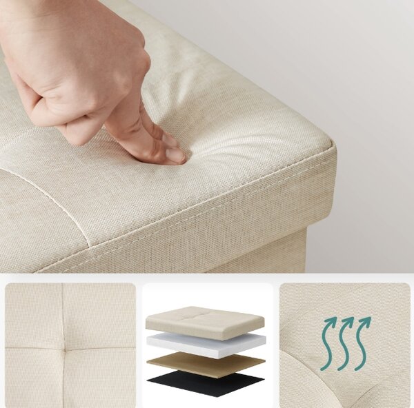 Tabure s prostorom za pohranu OTTOMAN 76x38 cm, krem boje