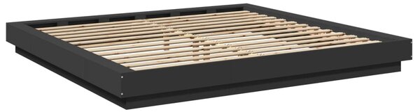 Okvir kreveta s LED svjetlima crni 200x200 cm konstruirano drvo - Crna / 200 x 200 cm