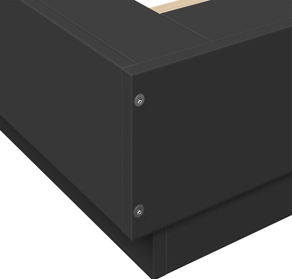Okvir kreveta s LED svjetlima crni 200x200 cm konstruirano drvo - Crna / 200 x 200 cm