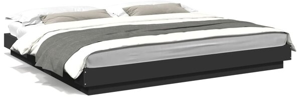Okvir kreveta s LED svjetlima crni 200x200 cm konstruirano drvo - Crna / 200 x 200 cm