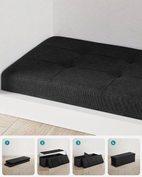 Taburet s prostorom za pohranu OTTOMAN 110x38 cm, crni