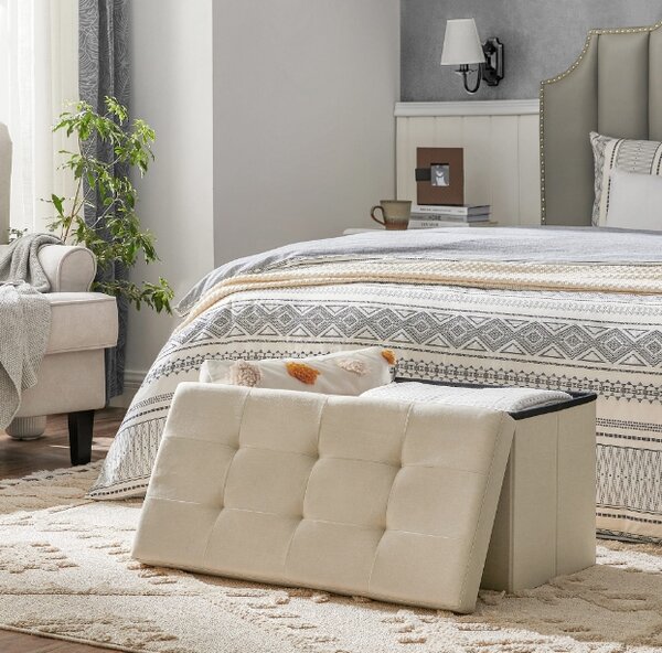 Tabure s prostorom za pohranu OTTOMAN 76x38 cm, krem boje