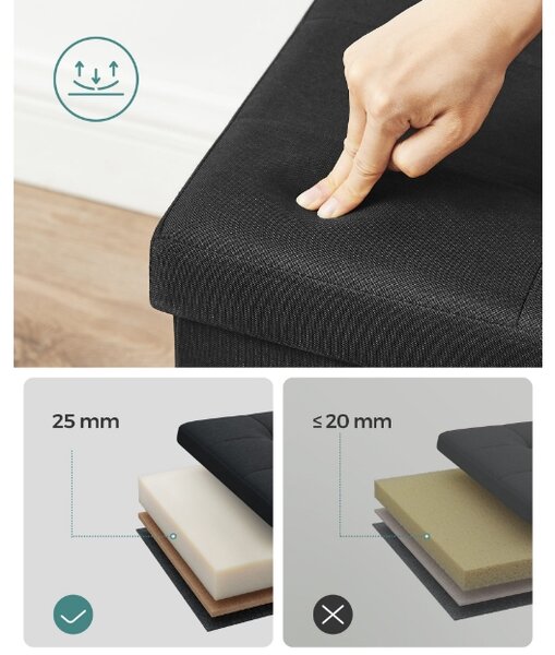 Taburet s prostorom za pohranu OTTOMAN 110x38 cm, crni