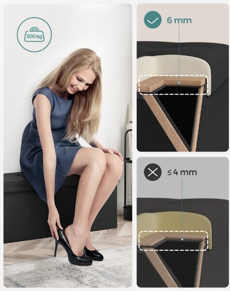 Taburet s prostorom za pohranu OTTOMAN 110x38 cm, crni