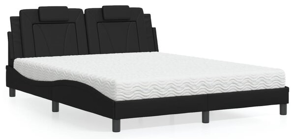 Krevet Viana s madracem crni 160 x 200 cm od umjetne kože - Crna / 160 x 200 cm