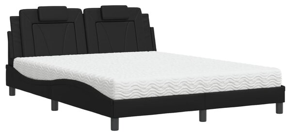 Krevet Viana s madracem crni 160 x 200 cm od umjetne kože - Crna / 160 x 200 cm