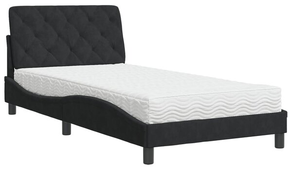 Krevet s madracem crni 100x200 cm baršunasti - Crna / 100 x 200 cm