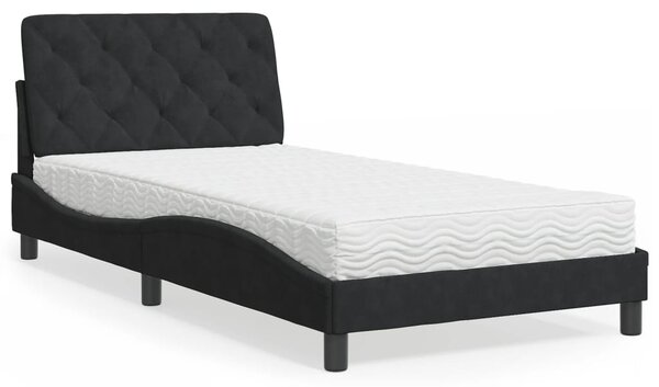 Krevet s madracem crni 100x200 cm baršunasti - Crna / 100 x 200 cm