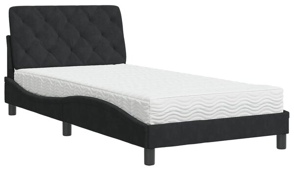 Krevet s madracem crni 100x200 cm baršunasti - Crna / 100 x 200 cm