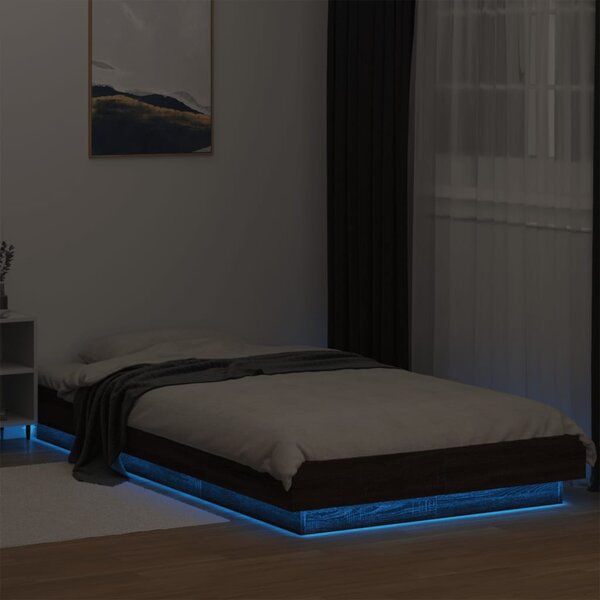 Okvir krevet s LED svjetlima 75x190 cm od konstruiranog drva - Smeđa / 75 x 190 cm