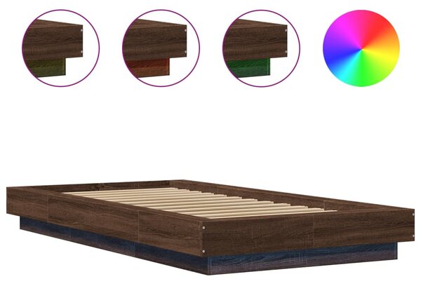 Okvir krevet s LED svjetlima 75x190 cm od konstruiranog drva - Smeđa / 75 x 190 cm