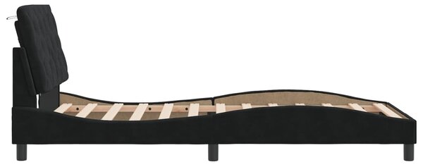 Okvir kreveta s LED-om bez madraca crni 100 x 200 cm baršunasti - Crna / 100 x 200 cm