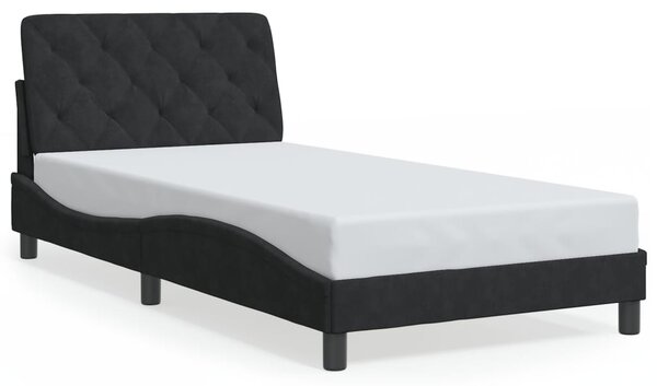 Okvir kreveta s LED-om bez madraca crni 100 x 200 cm baršunasti - Crna / 100 x 200 cm