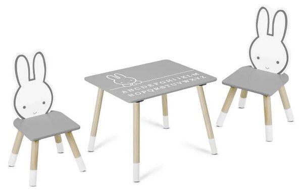 Dječji set stol i stolica - Miffy Grey