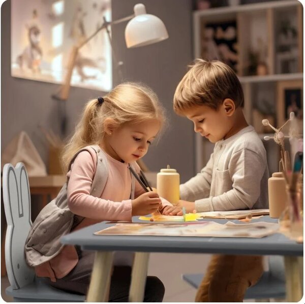 Dječji set stol i stolica - Miffy Grey