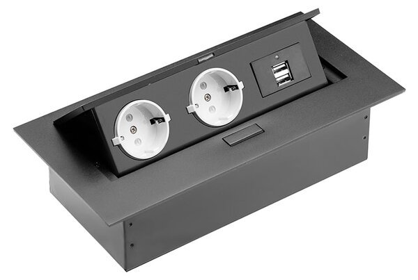 UGRADNA UTIČNICA 2xšuko 2xUSB CRNA