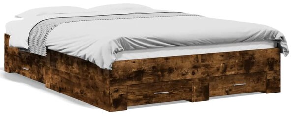 Okvir kreveta s ladicama boja hrasta 140x190 cm - Smeđa / 140 x 190 cm
