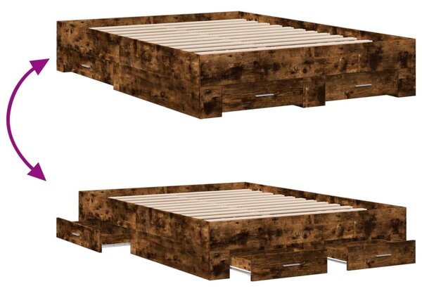 Okvir kreveta s ladicama boja hrasta 140x190 cm - Smeđa / 140 x 190 cm