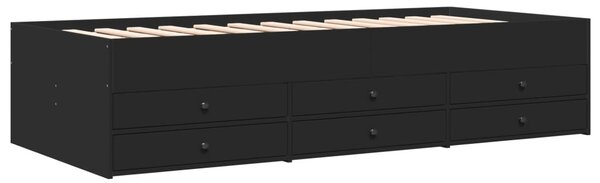 Dnevni krevet s ladicama bez madraca crni 75x190 cm - Crna / 75 x 190 cm