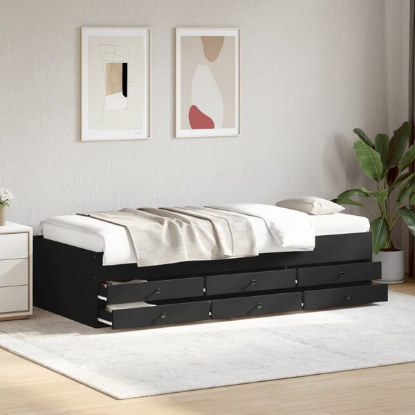 Dnevni krevet s ladicama bez madraca crni 75x190 cm - Crna / 75 x 190 cm