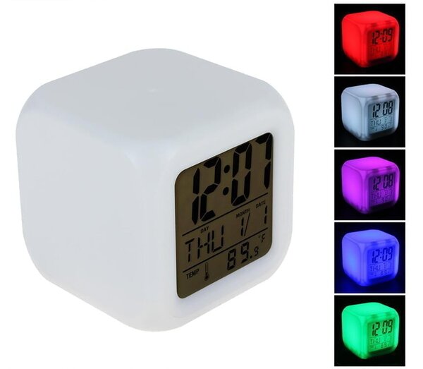 LCD LED RGB budilica i termometar