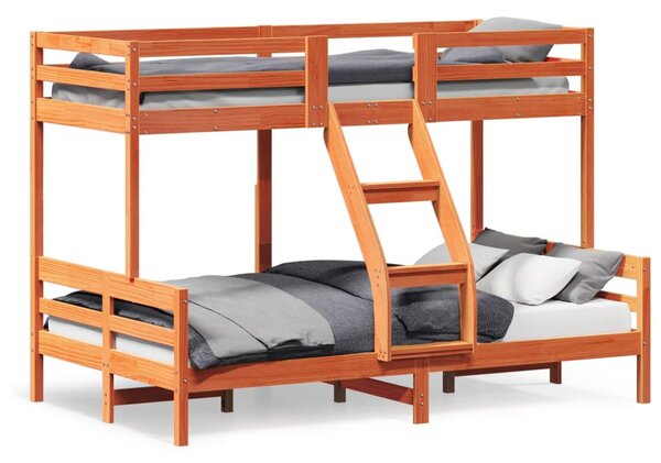 Krevet na kat 90x200/120x200 cm masivna borovina voštano smeđi - Smeđa / N/A
