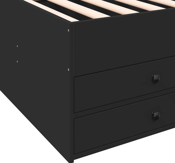 Dnevni krevet s ladicama bez madraca crni 75x190 cm - Crna / 75 x 190 cm