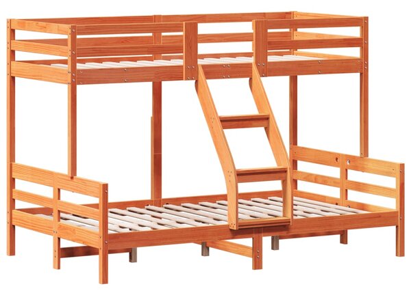 Krevet na kat 90x200/120x200 cm masivna borovina voštano smeđi - Smeđa / N/A