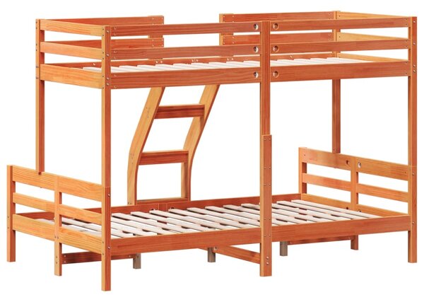 Krevet na kat 90x200/120x200 cm masivna borovina voštano smeđi - Smeđa / N/A