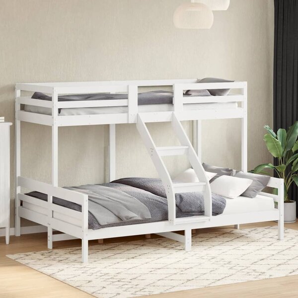 Krevet na kat 80x200/140x200 cm masivna borovina bijela - Bijela / N/A