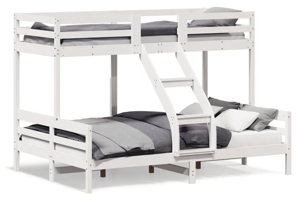 Krevet na kat 80x200/140x200 cm masivna borovina bijela - Bijela / N/A