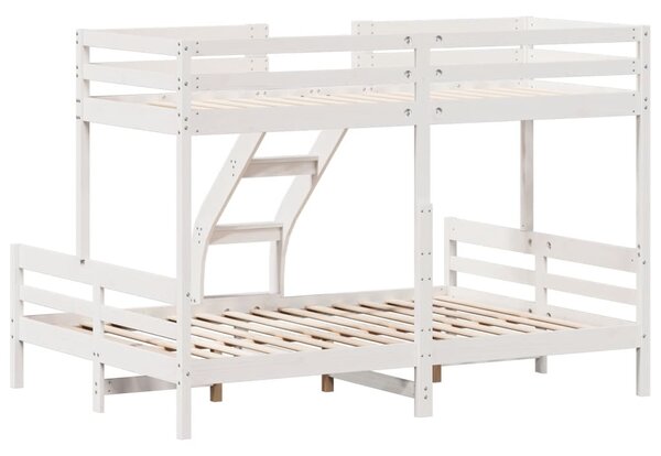 Krevet na kat 80x200/140x200 cm masivna borovina bijela - Bijela / N/A