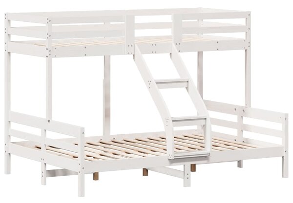 Krevet na kat 80x200/140x200 cm masivna borovina bijela - Bijela / N/A
