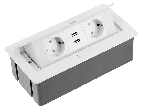UGRADNA UTIČNICA 2xšuko 2xUSB s 1,5m KABELA BIJELA SOFT