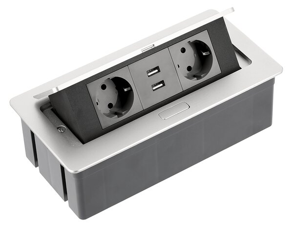 UGRADNA UTIČNICA 2xšuko 2xUSB s 1,5m KABELA SIVA SOFT