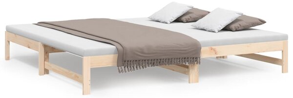 Dnevni ležaj na izvlačenje 2 x (90 x 200) cm masivna borovina - Smeđa / 205.5 x 179 x 30 cm