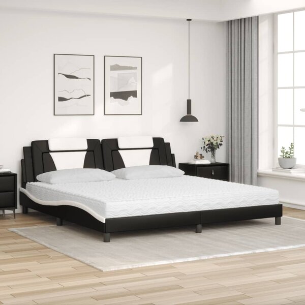 Krevet Viana s madracem crno-bijeli 200 x 200 cm od umjetne kože - Crna / 200 x 200 cm