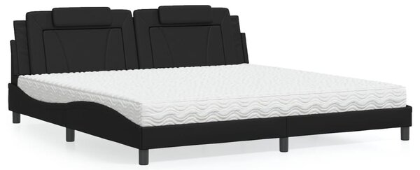Krevet Viana s madracem crni 200x200 cm od umjetne kože - Crna / 200 x 200 cm