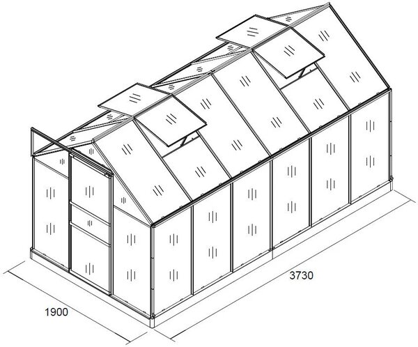 Staklenik 380x190x195cm - GardenHouse