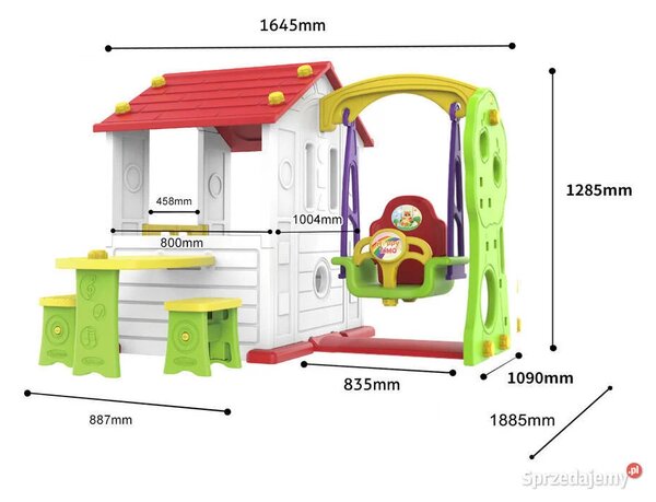 Dječja vrtna kućica s ljuljačkom - 3u1 Fun House