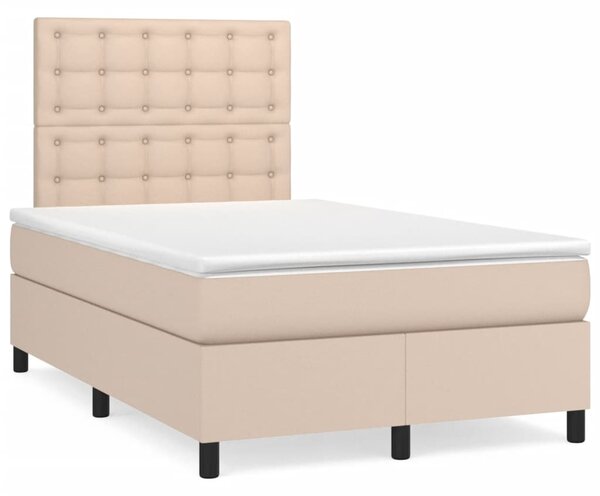 Krevet s oprugama i madracem LED 120x190 cm umjetna koža - Boja cappuccina / 120 x 190 cm