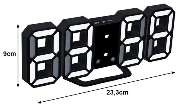 3D LED budilica i elektronički termometar s bijelim alarmom