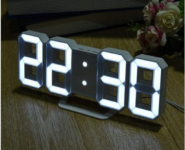 3D LED budilica i elektronički termometar s bijelim alarmom